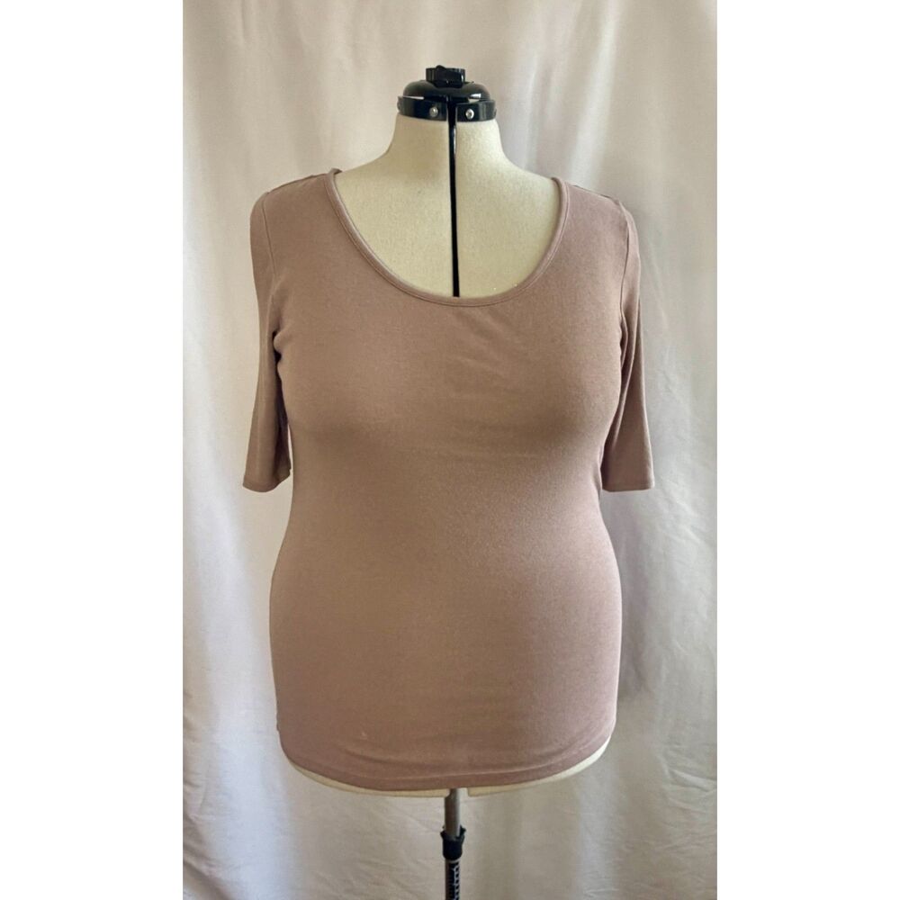 Cynthia Rowley taupe top with sleeve button detail. Size XL